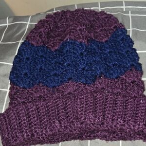 Purple and Blue Knit Women's Hat